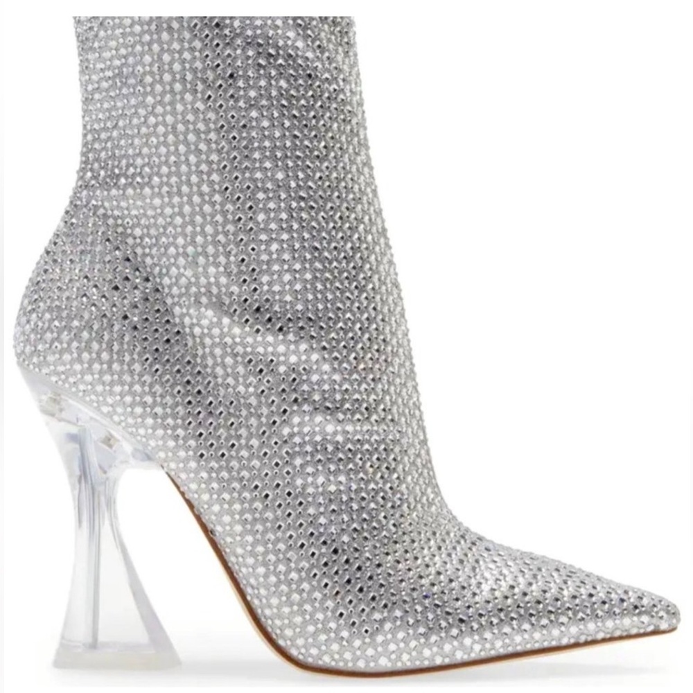 Steve Madden Silver Ankle Booties with Clear Heel